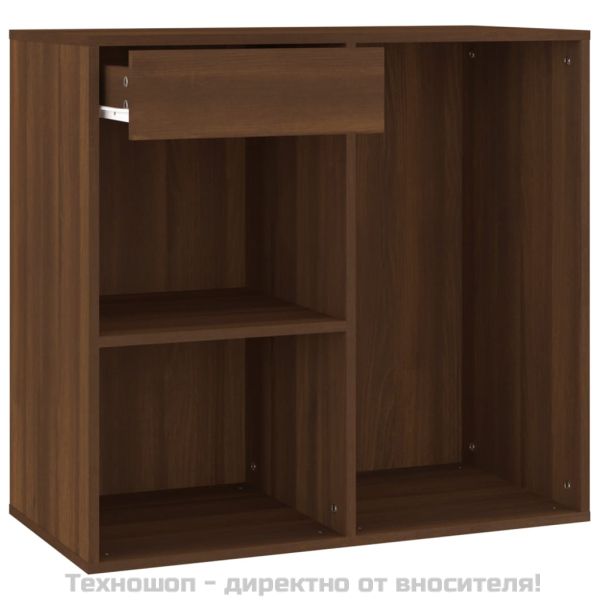 LED тоалетка с шкаф, кафяв дъб, инженерно дърво