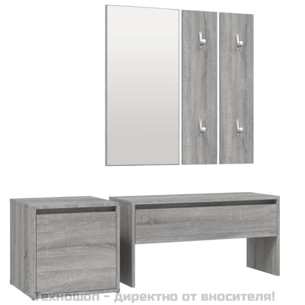 Комплект мебели за антре, сив сонома, инженерно дърво