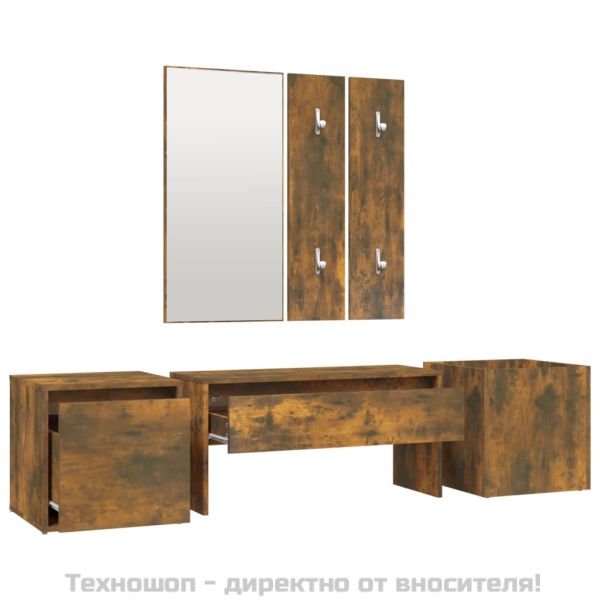 Комплект мебели за антре, опушен дъб, инженерно дърво