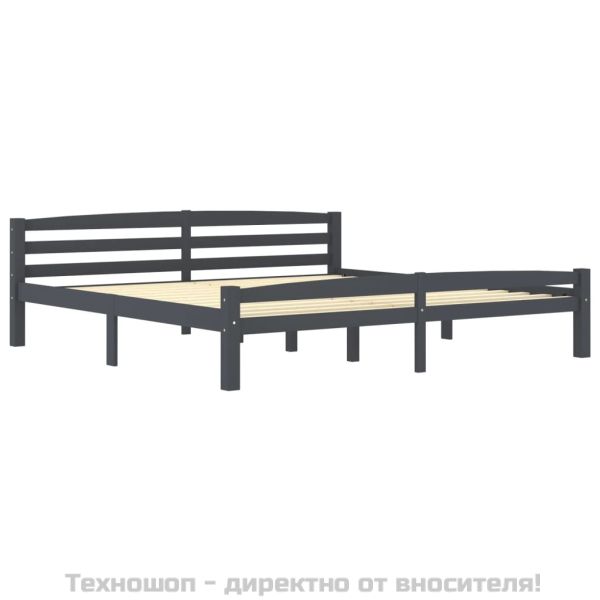 Рамка за легло, тъмносива, борово дърво масив, 200x200 см