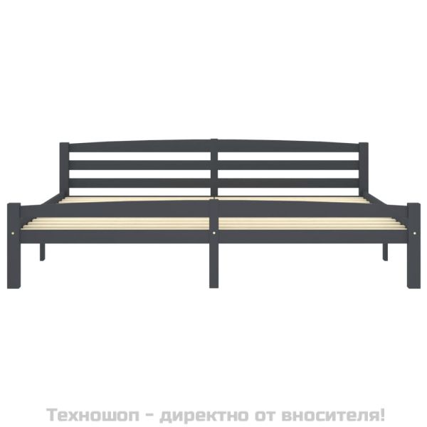 Рамка за легло, тъмносива, борово дърво масив, 200x200 см