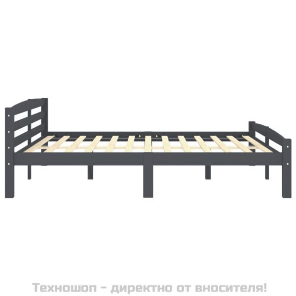Рамка за легло, тъмносива, борово дърво масив, 200x200 см