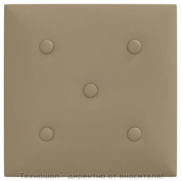 Стенни панели 12 бр капучино 30x30 см изкуствена кожа 1,08 м²