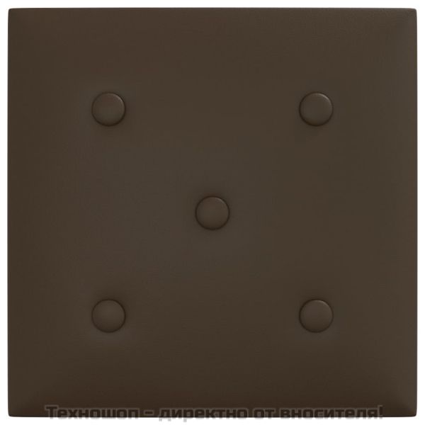 Стенни панели 12 бр кафяви 30x30 см изкуствена кожа 1,08 м²