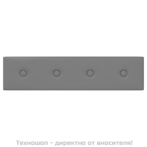 Стенни панели, 12 бр, сиви, 60x15 см, изкуствена кожа, 1,08 м²