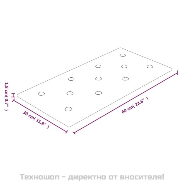 Стенни панели, 12 бр, сиви, 60x30 см, изкуствена кожа, 2,16 м²