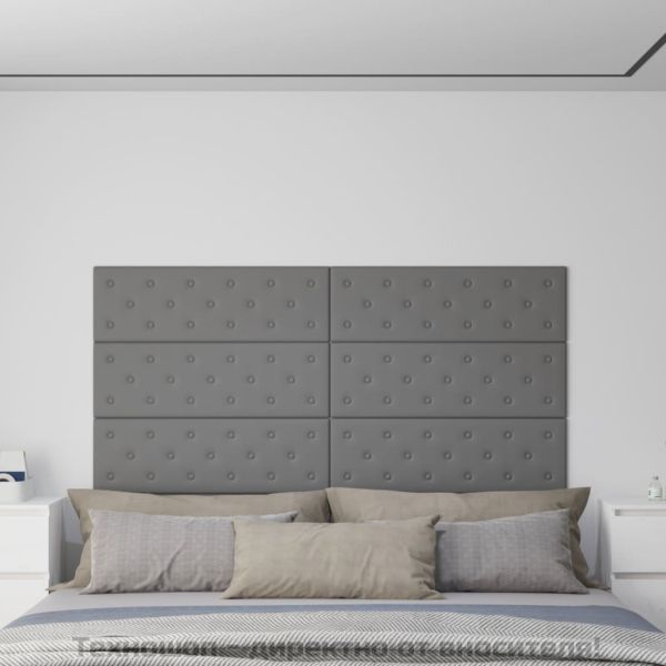 Стенни панели 12 бр сиви 90x30 см изкуствена кожа 3,24 м²