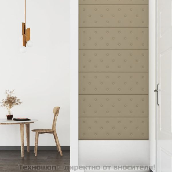 Стенни панели 12 бр капучино 90x30 см изкуствена кожа 3,24 м²
