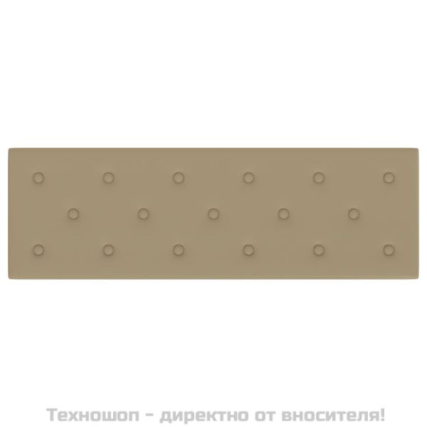 Стенни панели 12 бр капучино 90x30 см изкуствена кожа 3,24 м²