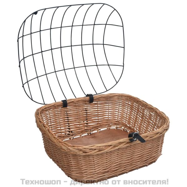 Предна кошница за велосипед с капак 50x45x35 см натурална върба