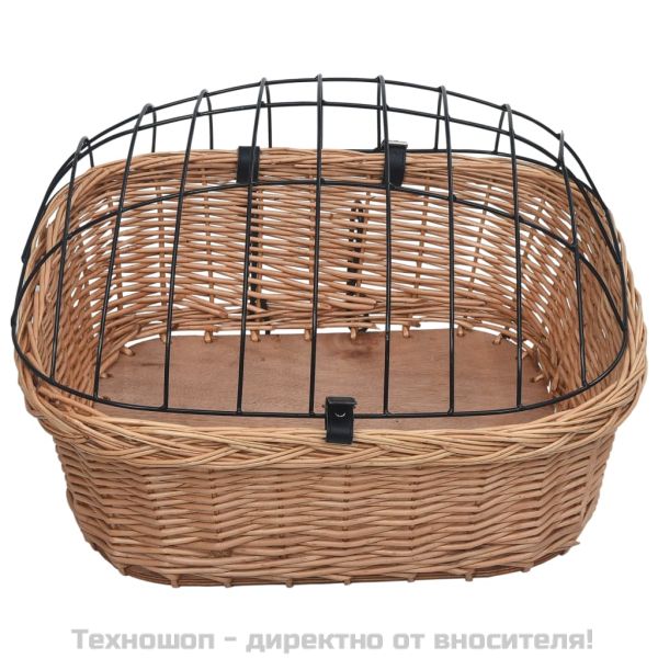 Предна кошница за велосипед с капак 50x45x35 см натурална върба