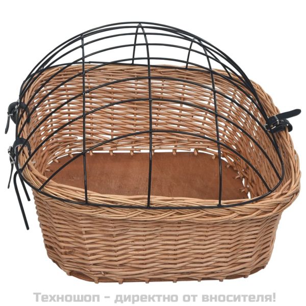 Предна кошница за велосипед с капак 50x45x35 см натурална върба