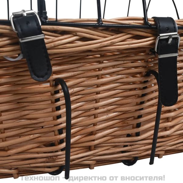 Предна кошница за велосипед с капак 50x45x35 см натурална върба