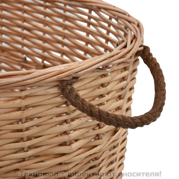 Кошница за дърва за огрев с дръжки 56x40x28 см естествена върба