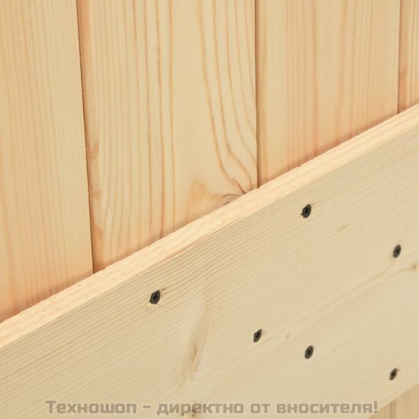 Плъзгаща врата с монтажни части, 80x210 см, борово дърво масив