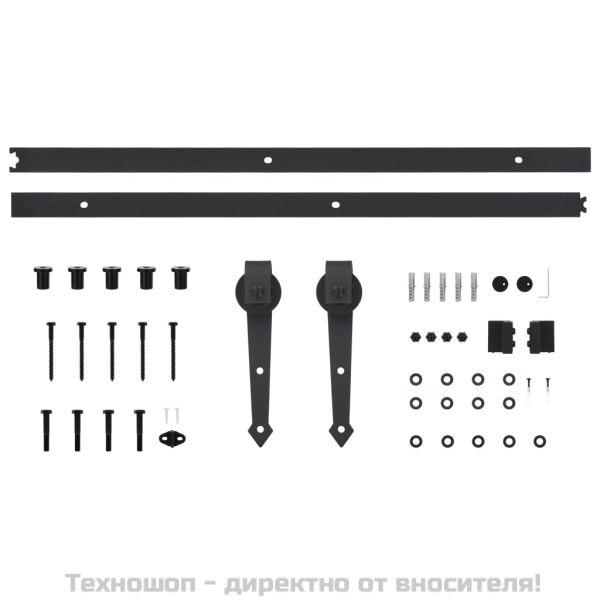 Плъзгаща врата с монтажни части, 80x210 см, борово дърво масив