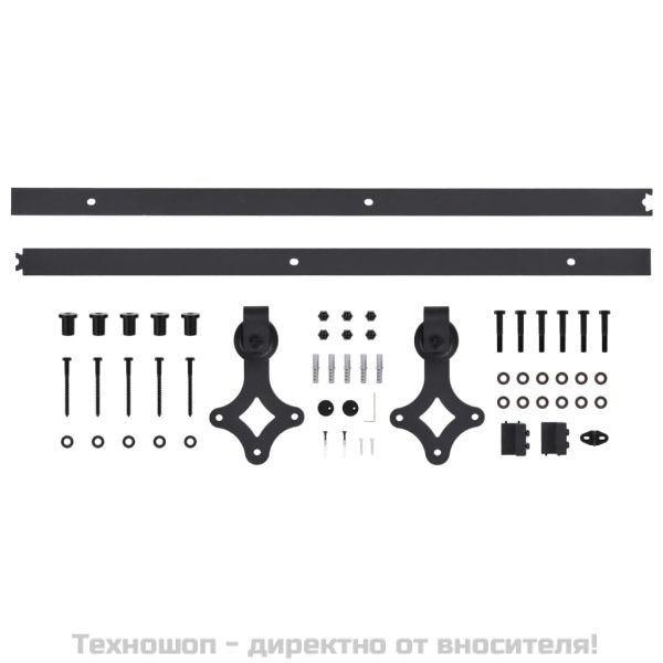 Плъзгаща врата с монтажни части, 80x210 см, борово дърво масив