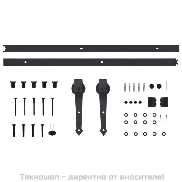 Плъзгаща врата с монтажни части, 80x210 см, борово дърво масив