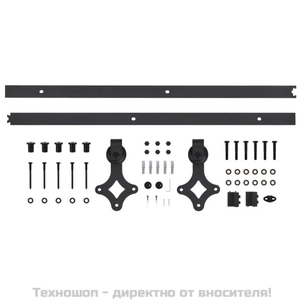 Плъзгаща врата с монтажни части, 80x210 см, борово дърво масив