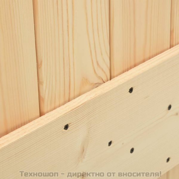 Плъзгаща врата с монтажни части, 80x210 см, борово дърво масив