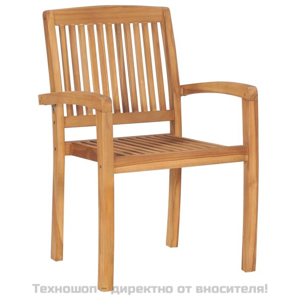 Стифиращи градински столове с възглавници 8 бр тик масив