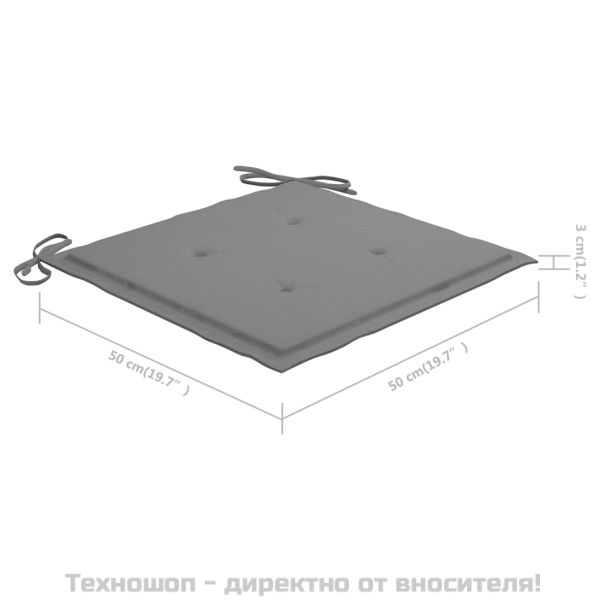 Стифиращи градински столове с възглавници 8 бр тик масив