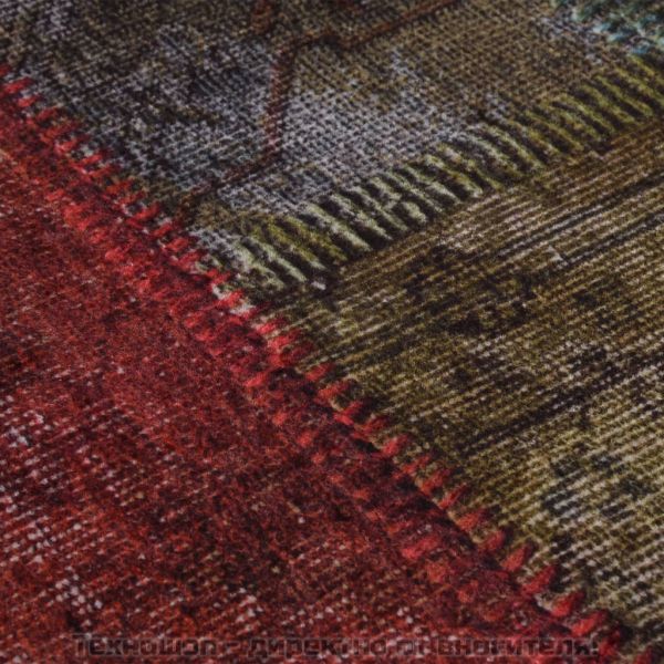 Килим, миещ се, пачуърк, φ120 см, пъстър, противоплъзгащ