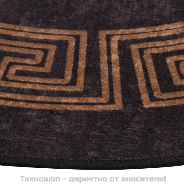 Килим, миещ се, φ120 см, черно и златно, противоплъзгащ