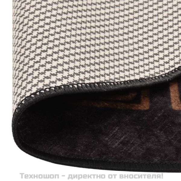 Килим, миещ се, φ120 см, черно и златно, противоплъзгащ