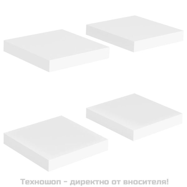 Окачени стенни рафтове, 4 бр, бели, 23x23,5x3,8 см, МДФ