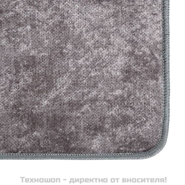 Килим, миещ се, 80x300 см, сив, противоплъзгащ