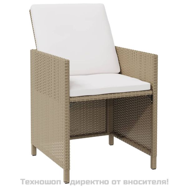 Градински комплект с възглавници 5 части полиратан бежов