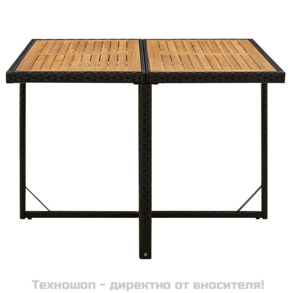 Градински трапезен комплект възглавници 9 части полиратан черен