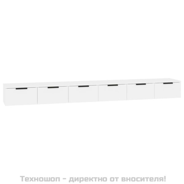 Стенни шкафове, 2 бр, бели, 102x30x20 см, инженерно дърво