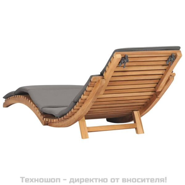 Шезлонги, 2 бр, с възглавници, тиково дърво масив