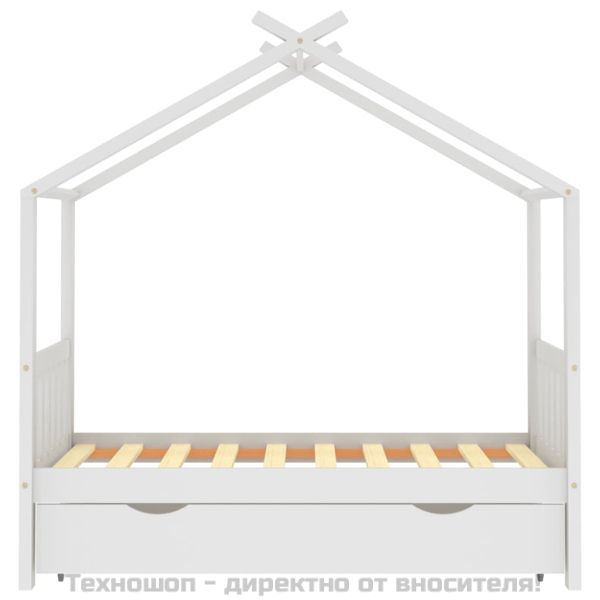 Рамка за детско легло с чекмедже, бяла, бор масив, 80x160 см