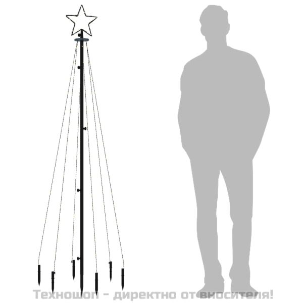 Коледна елха с шип, синя, 108 LED, 180 см