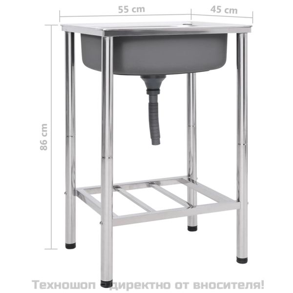 Къмпинг мивка, единично корито, неръждаема стомана