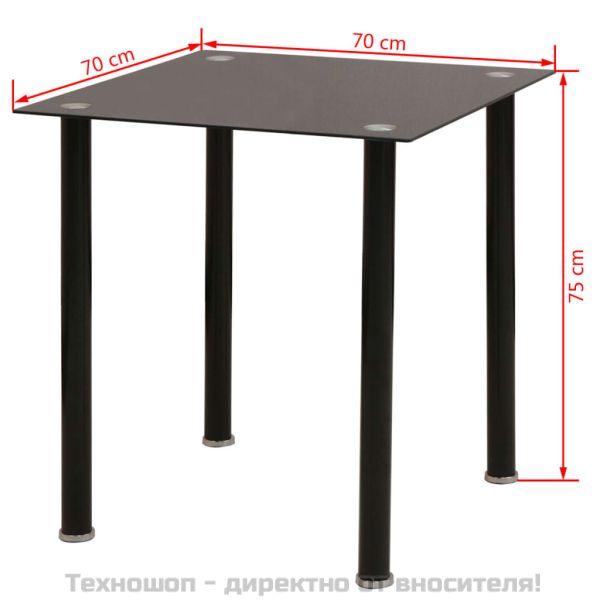 Трапезен комплект от три части - маса и столове, черен
