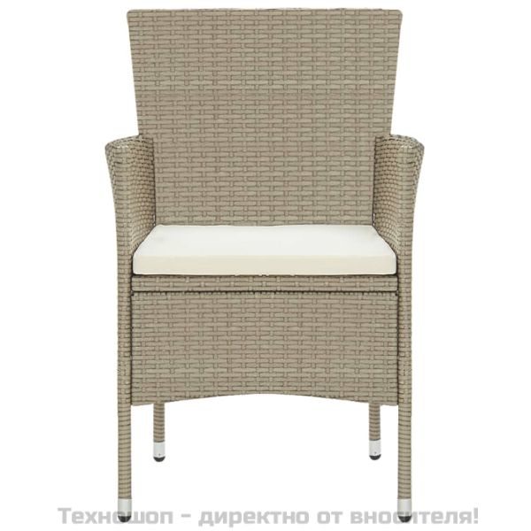 Градински трапезен комплект, 5 части, полиратан, бежов