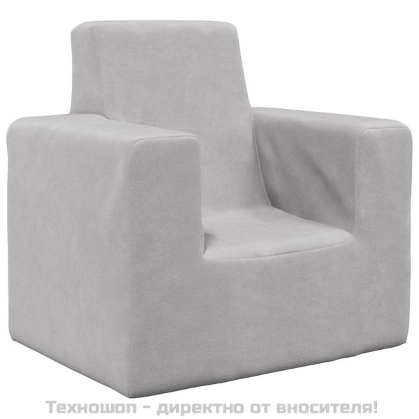 Детски диван, светлосив, мек плюш