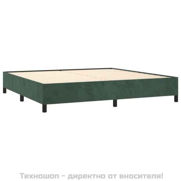 Рамка за легло без матрак, тъмнозелена, 200x200 см, кадифе