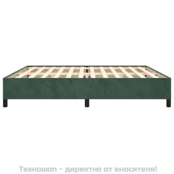 Рамка за легло без матрак, тъмнозелена, 200x200 см, кадифе