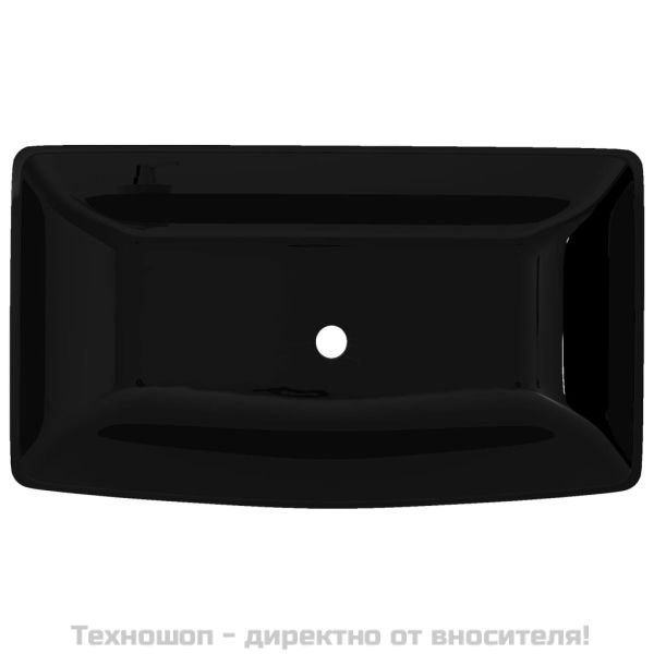 Керамична правоъгълна мивка за баня, черна
