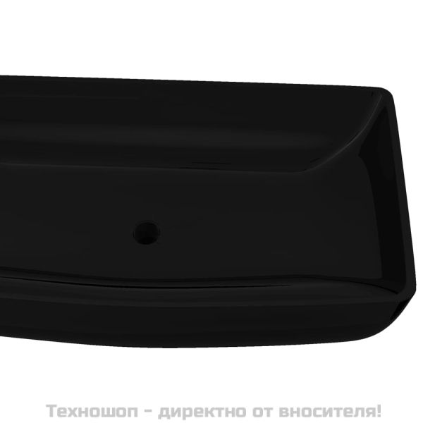 Керамична правоъгълна мивка за баня, черна