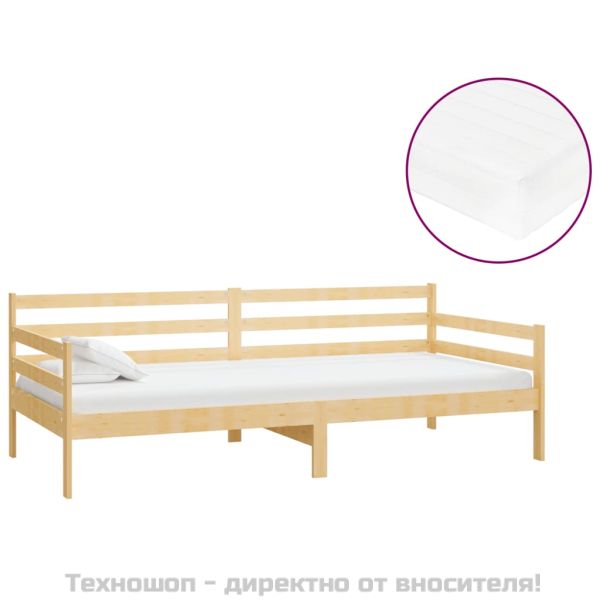 Дневно легло с матрак, 90x200 см, борово дърво масив