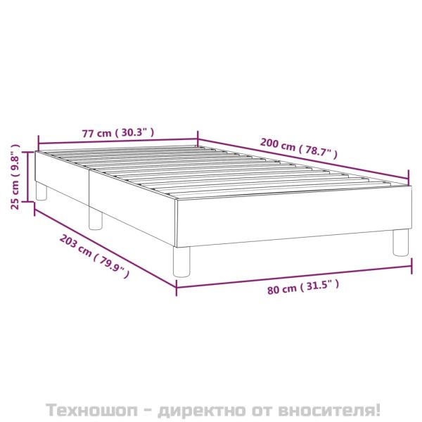 Рамка за легло с пружини, тъмнокафява, 80x200 см, плат