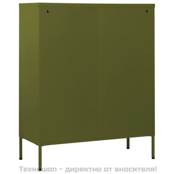 Шкаф с чекмеджета, маслиненозелен, 80х35х101,5 см, стомана