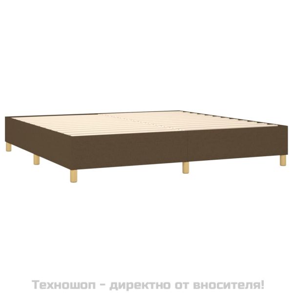 Рамка за легло с пружини, тъмнокафява, 200x200 см, плат