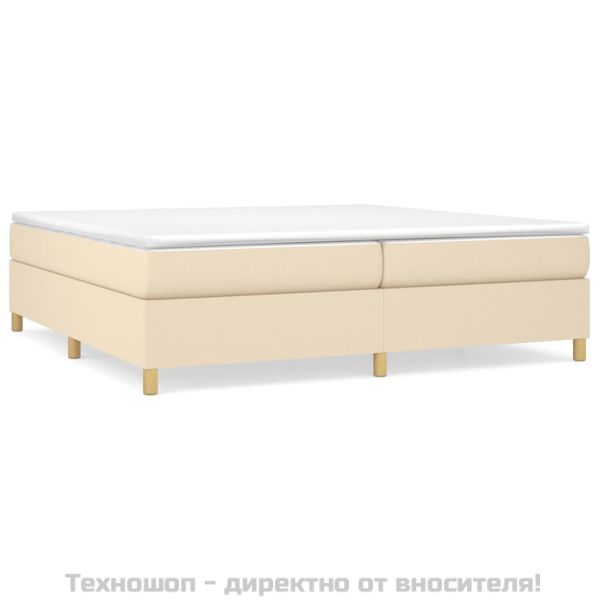 Рамка за легло с пружини, кремава, 200x200 см, плат